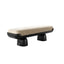 Lincoln Minimal White Velvet Bench With Black Lacquered Base