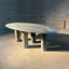 Luxurious green marble table with polished surface and oval design