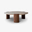 Octagonal marble coffee table with walnut legs