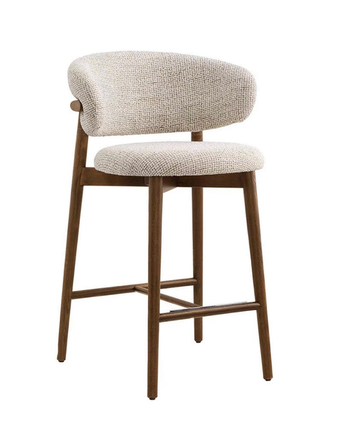 Elio curved backrest linen Bar stool