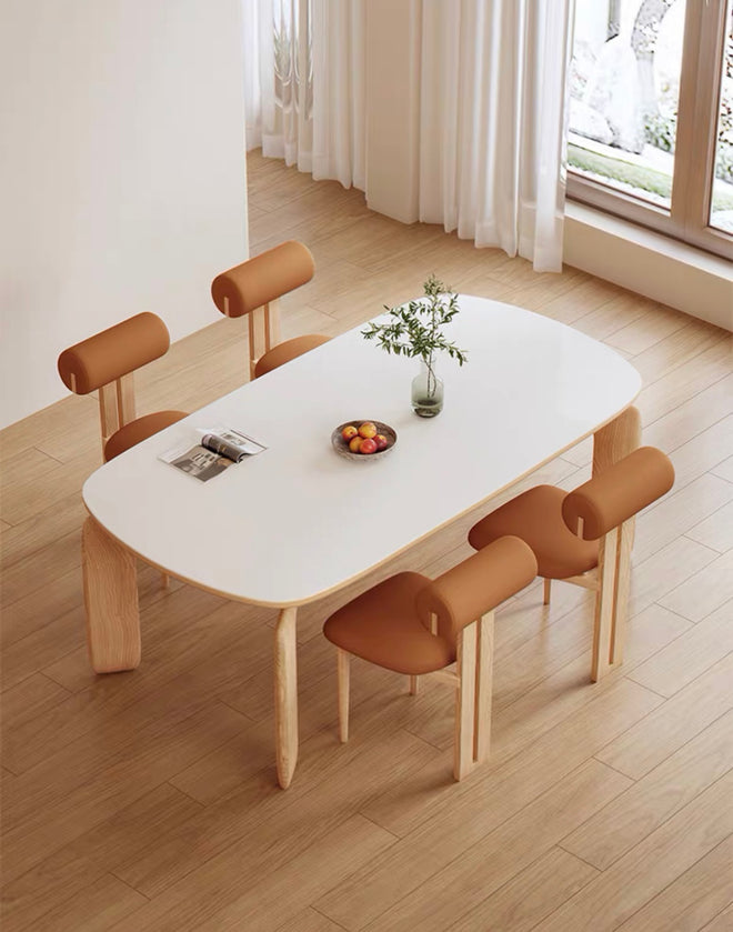 Estelle Log cream style light dining table