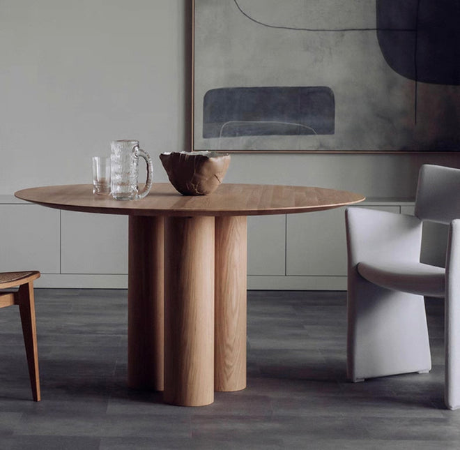 Emmeline solid wood round 3-legged dining table