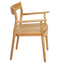 Solid wood chair with armrests in warm natural finish