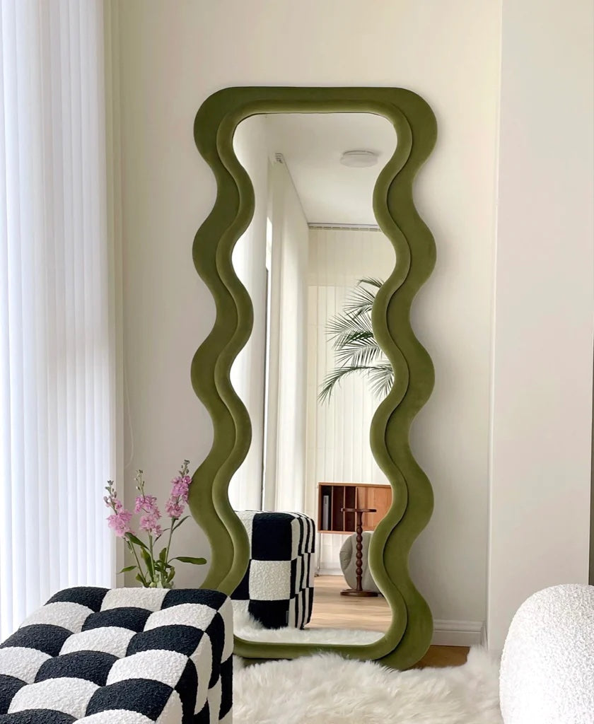 Aaina Wave dressing mirror Moss Green dill and johan
