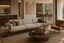 Cloudline Mid-Century Sofa Collection in a mid-century sofas interior, styled with sky blue, cherry red and pale maple, showing premium furniture scale and luxury design context.