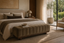 Violetta Channelled Velvet Bench in a bedroom benches interior, styled with blush pink, burgundy and dark oak, showing premium furniture scale and luxury design context.