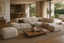 Adina Modular Sofa in a modular sofas interior, styled with slate blue, white boucle and pale concrete, showing premium furniture scale and luxury design context.