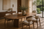 Silent Wind Alien Walnut Dining Table in a organic dining tables interior, styled with burnt orange, walnut and moss, showing premium furniture scale and luxury design context.