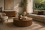 Rotunda Fluted Coffee Table in a fluted coffee tables interior, styled with monochrome cream, charcoal and fluted shadow, showing premium furniture scale and luxury design context.