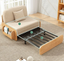 Sturdy oak frame with built-in storage pockets.