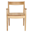 Solid wood chair with armrests in warm natural finish