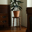 Round wooden stool with decorative turned spindle legs