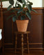 Round wooden stool with decorative turned spindle legs