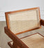 Front view of Nullah Rattan Dining Arm Chair showcasing solid wood frame and rattan seat