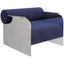 Navy upholstered chair with stainless steel frame