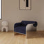 Navy upholstered chair with stainless steel frame