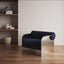 Navy upholstered chair with stainless steel frame
