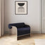 Navy upholstered chair with stainless steel frame