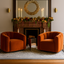 Gabriele Swivel Occasional Armchair - Burnt Orange velvet