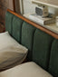 Juniper Green Fabric & Walnut Wood Bed