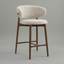 Elio curved backrest linen Bar stool