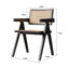 Minimalist black dining chair perfect for modern interiors.