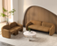 Cozy, sculptural accent chair with a minimalist design.