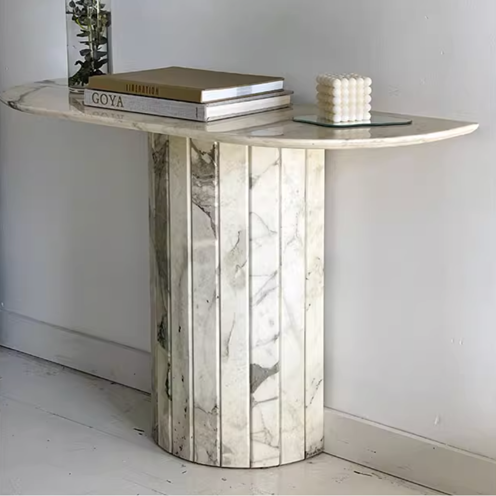 Lunaro Fluted Arabescato Marble Console from Dill & Johan, selected for Hallway Design How One Premium Furniture Piece Can Edit the Whole Space, shown as product inspiration for premium furniture, material quality and luxury interior design context.