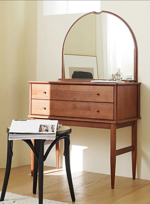 retro mcm cherry wood dressing table in ancient teak color log