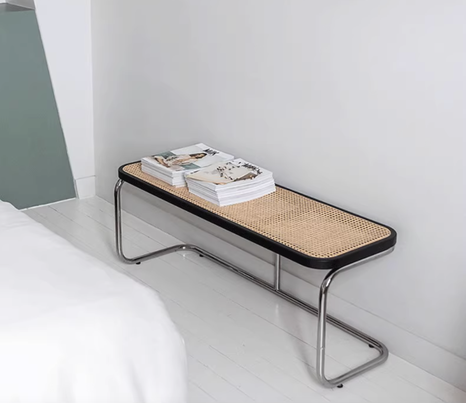 Calico Stainless metal rattan Bench - Black – dill and johan