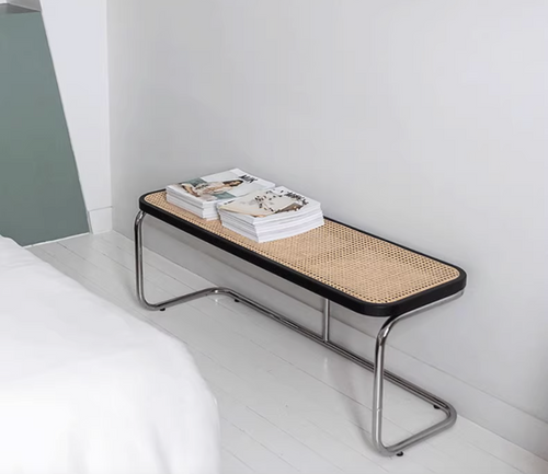 Calico Stainless metal rattan Bench Black dill and johan
