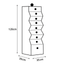 Dimensions of a tall, narrow cabinet with drawers on a white background