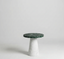 conora marble side table with indian green marble top and carrara white marble base