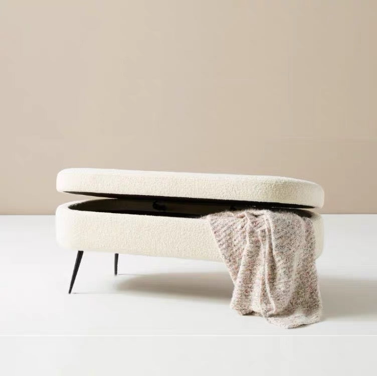 Eleanor Boucle Storage Ottoman from Dill & Johan, selected for Storage That Still Feels Soft Boucle Ottomans in Luxury Interiors, shown as product inspiration for premium furniture, material quality and luxury interior design context.