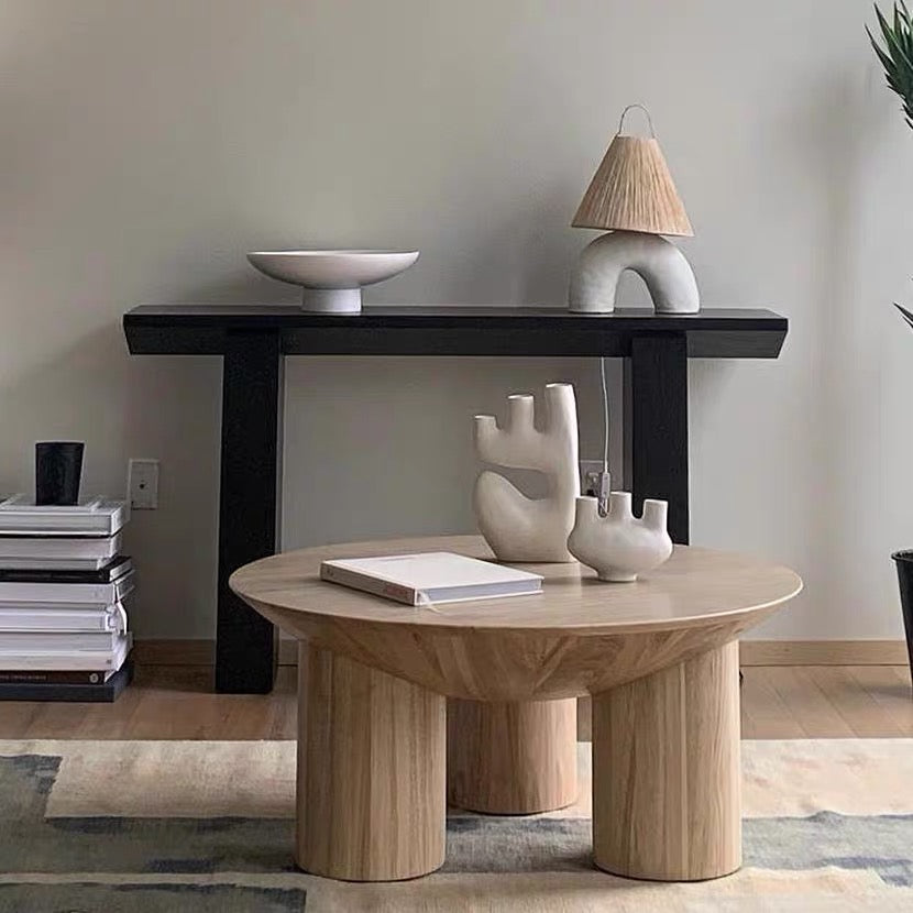 Jiji round tea table solid wood round table tea table simple