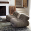 Pair of cream ribbed velvet lounge chairs with chrome accents