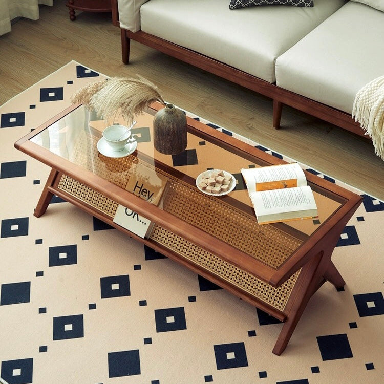 Fletcher Retro Rattan Coffee Table from Dill & Johan, selected for Relaxed Luxury Living Rooms With Rattan and Timber Coffee Tables, shown as product inspiration for premium furniture, material quality and luxury interior design context.
