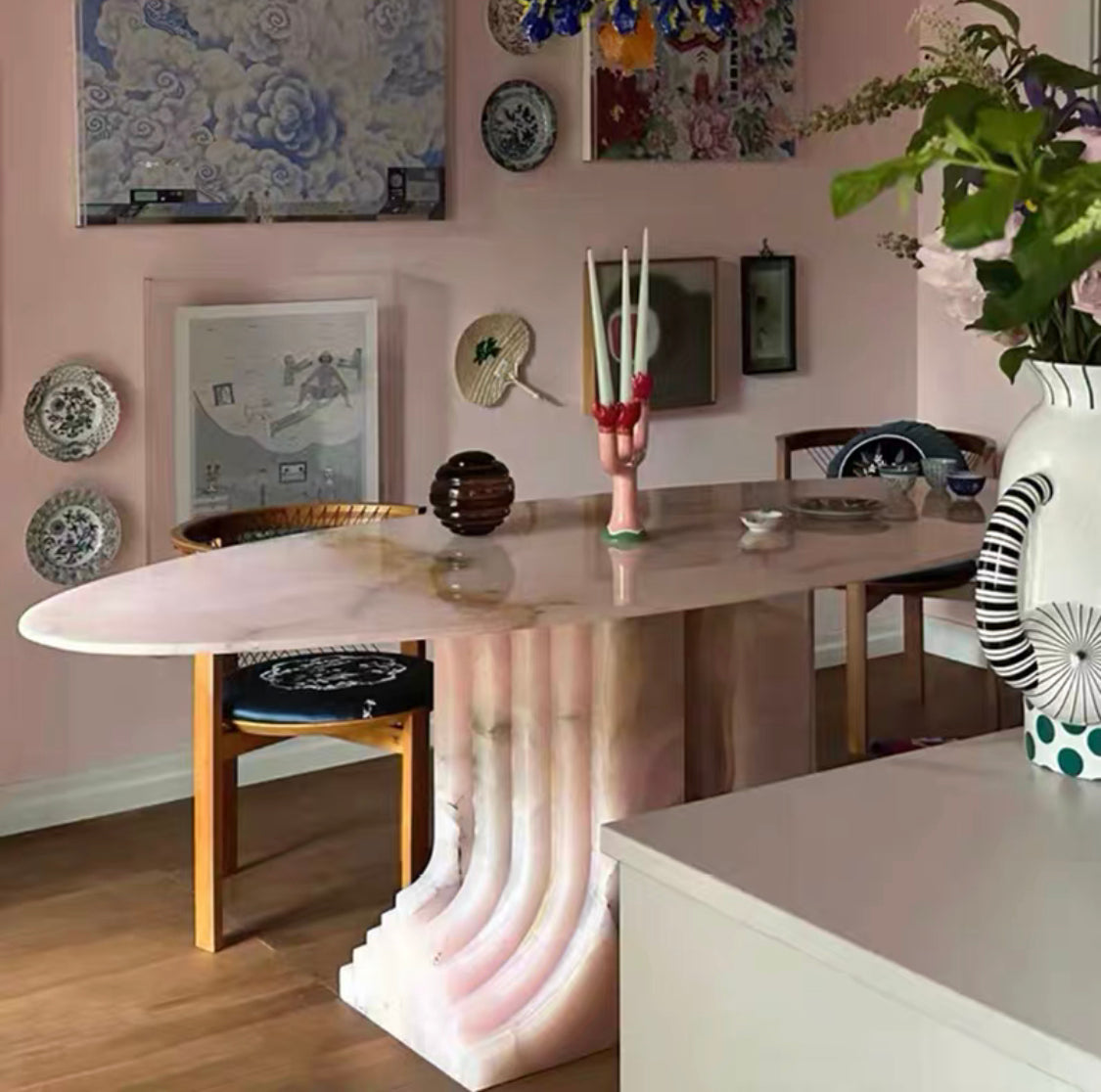 Pink on sale marble desk