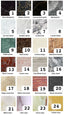 Chart showing color swatches of various marble and stone finishes with numbered labels