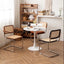 Stylish mid-century chair with woven rattan backrest.