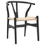 Minimalist dining chair with rattan seating