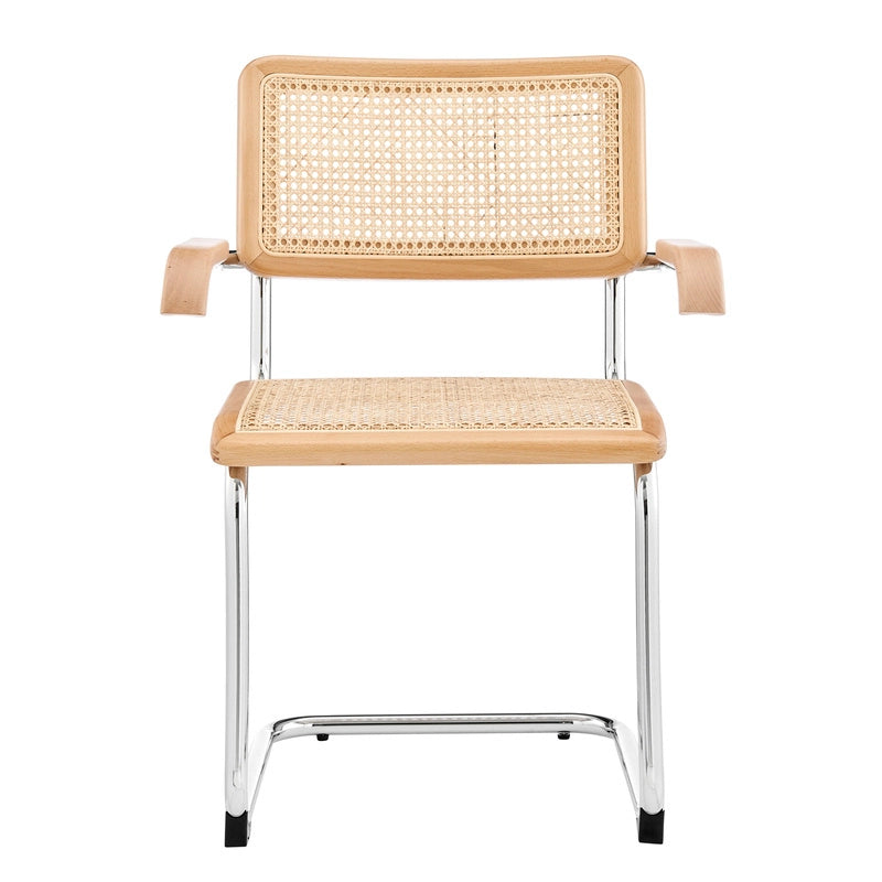 Cesca Rattan metal Dining Arm Chair Light Sand dill and johan