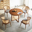 Ash wood and rattan dining table and chair combination.