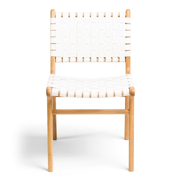 Jannali woven Leather dining Chair White dill and johan