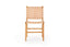 Brown ash wood retro dining chair with leather upholstery.